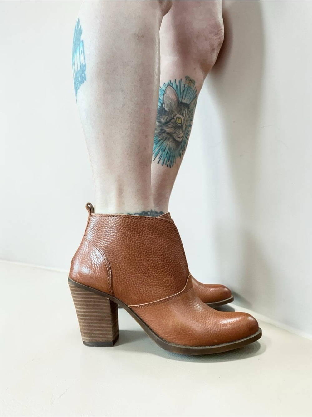 Lucky Brand Ehllen Leather cognac tan Heeled Ankle Booties-9